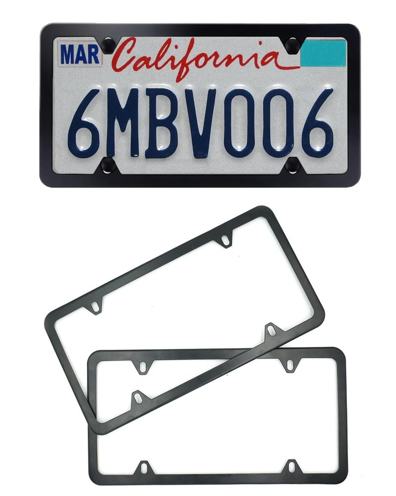 Indeed BUY License Plate Frames Black, 2 Pcs 4 Holes Car Licenses Plate Covers Stainless Steel Holders Frame for Plates with Screw Caps. - Image 4